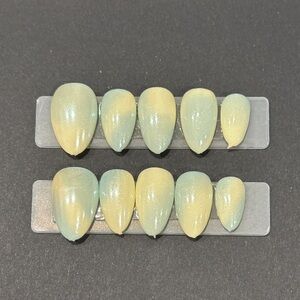 Yellow and Blue Ombre Nails